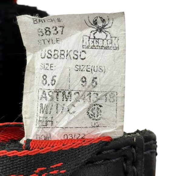 Redback Easy Escape Boots USBBKSC Mens 9.5 US Black Leather Safety Toe Work Shoe - Picture 12 of 12